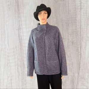 Eileen Fisher Dark Blue LambsWool Pocket Jacket Size XS